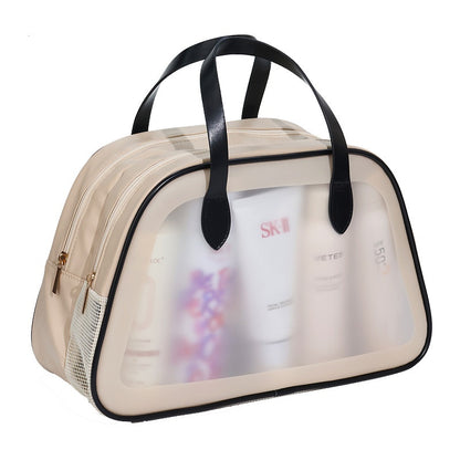 Bolsa de lavado con separación de ropa seca y húmeda Estuche de transporte de doble capa en forma de semicírculo