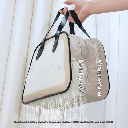 Bolsa de lavado con separación de ropa seca y húmeda Estuche de transporte de doble capa en forma de semicírculo