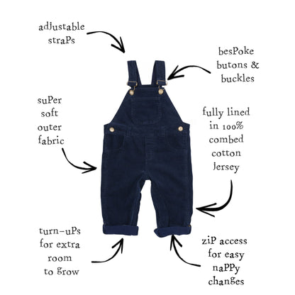 Navy Corduroy Dungarees