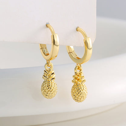 Copper Plating 18K Gold Cute Pineapple Earrings