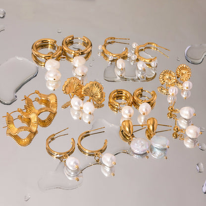 Stainless Steel Freshwater Pearl Earrings