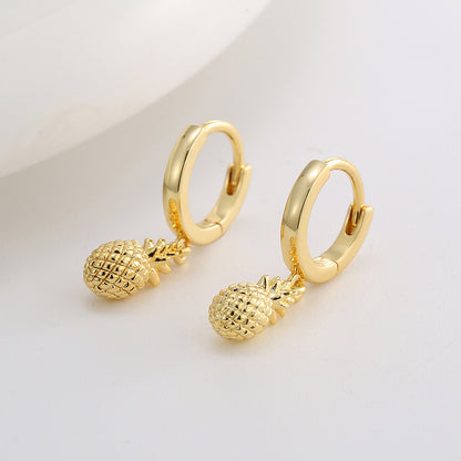 Copper Plating 18K Gold Cute Pineapple Earrings