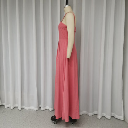 Vestido sexy de color liso con abertura y tirantes en los hombros