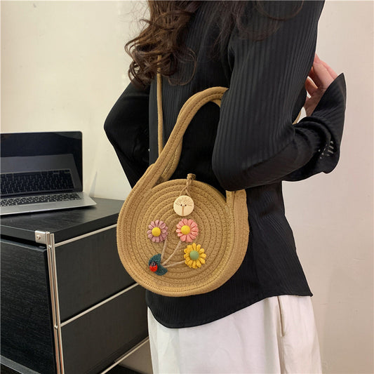 Bolso tejido a mano de paja de moda para mujer