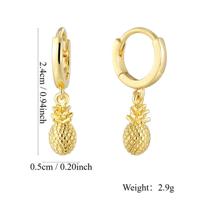 Copper Plating 18K Gold Cute Pineapple Earrings