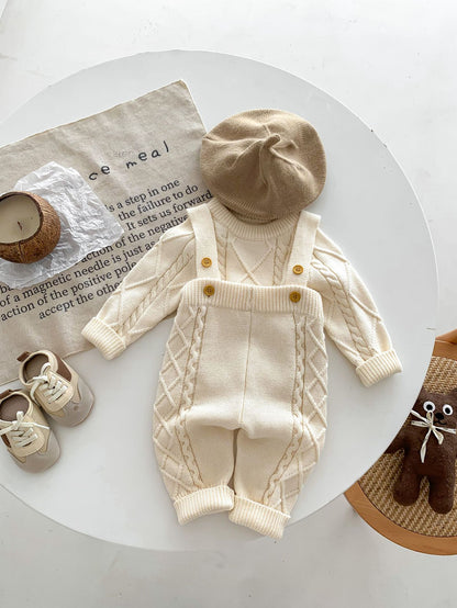 Baby Autumn And Winter Twist Knitted Sweater Jumpsuit