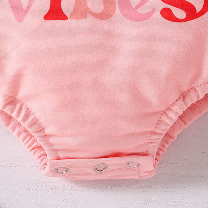 Baby Valentine's Day Pink Letters Jumpsuit Romper