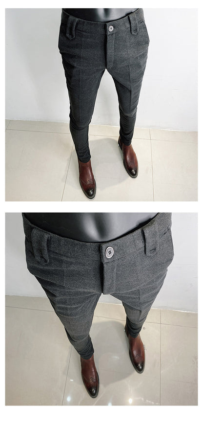 Youth Business Fashion Solid Color Simple Pencil Pants Suit Pants