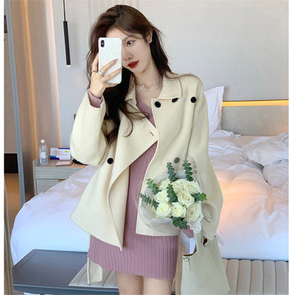 Hochwertiger koreanischer Wollmantel im Hepburn-Stil