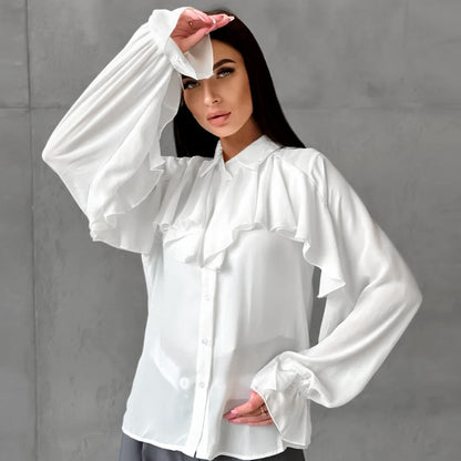 Minimalist Design Ruffled Women's Fashion Shirt