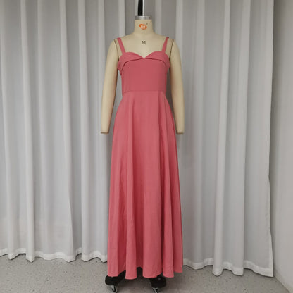 Vestido sexy de color liso con abertura y tirantes en los hombros