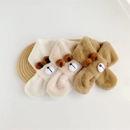 Baby Jungen und Mädchen Winter Thermal Cute Bear Kinder Plüsch Schal