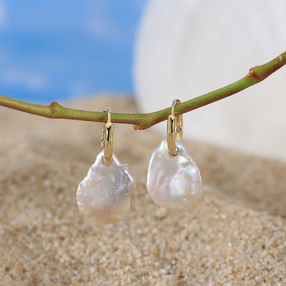 Pendientes nuevos de plata de ley 925 con perlas naturales estilo barroco