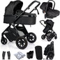 For Your Little One Cruise 3 In 1 Travel System With i-Size Car Seat - Eclipse Black (Free Cupholder / Seat Liner Included!)
