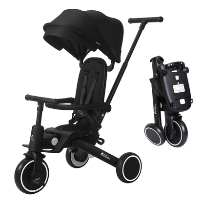Foryourlittleone Xplor 6 in 1 Foldable Trike - Jet Black (10m-5y)