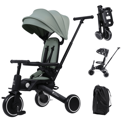 Foryourlittleone Xplor Plus 6 in 1 Foldable Trike - Green (10m-5y)