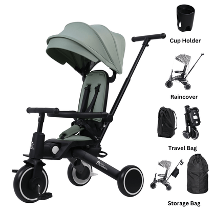 Foryourlittleone Xplor Ultimate 6 in 1 Foldable Trike - Green (10m-5y)