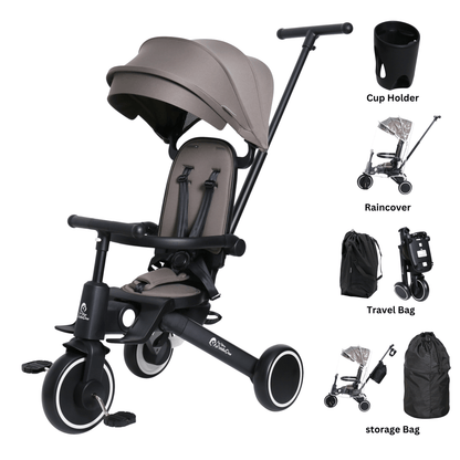 Foryourlittleone Xplor Ultimate 6 in 1 Foldable Trike - Grey Olive (10m-5y)