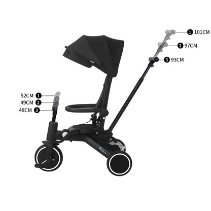 Foryourlittleone Xplor Plus 6 in 1 Foldable Trike - Jet Black (10m-5y)
