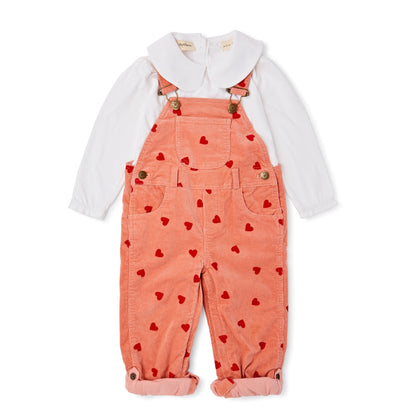 Heart Print Corduroy Dungarees