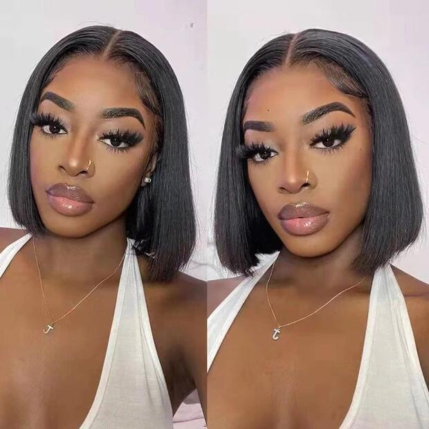 Chic Luxe Hair Glueless Lace Front Bone Straight Short Bob Wig | 100% Human Hair