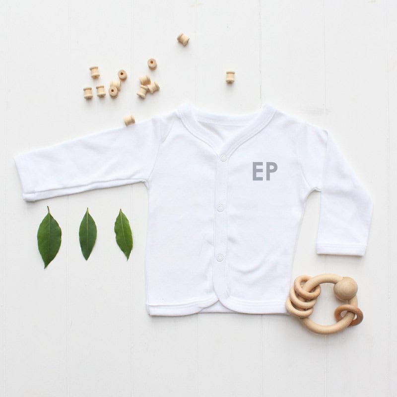 Monogram Baby Initials Personalise White Cardigan - 0-3 months