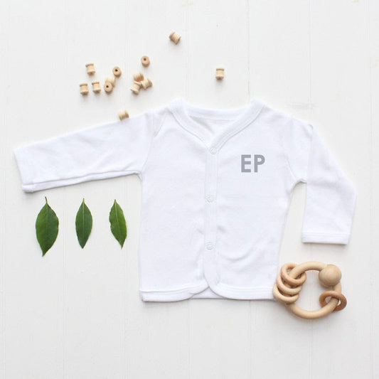 Monogram Baby Initials Personalise White Cardigan - 0-3 months