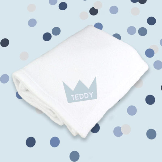 Personalise Blue Crown Cotton Blanket