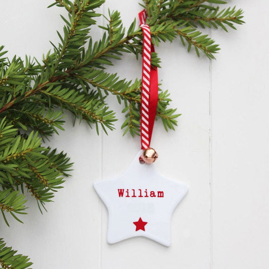 My First Christmas Baby Name Star Decoration