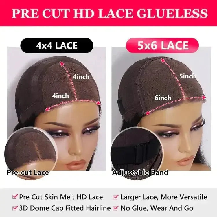 ChicLuxe Hair Pre-Cut Lace 6x5 HD Lace Wig | Body Wave/Straight | Glueless | 100% Human Hair