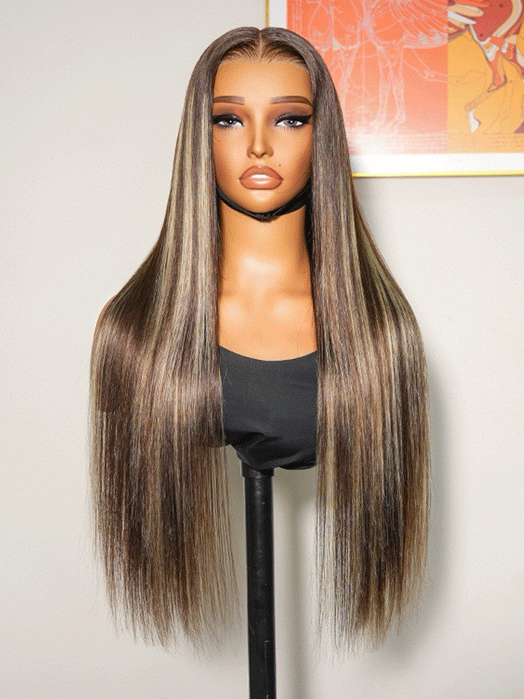 Vietnamese Human Hair Glueless Lace Front Highlight Customised Colour 250% Density Wig