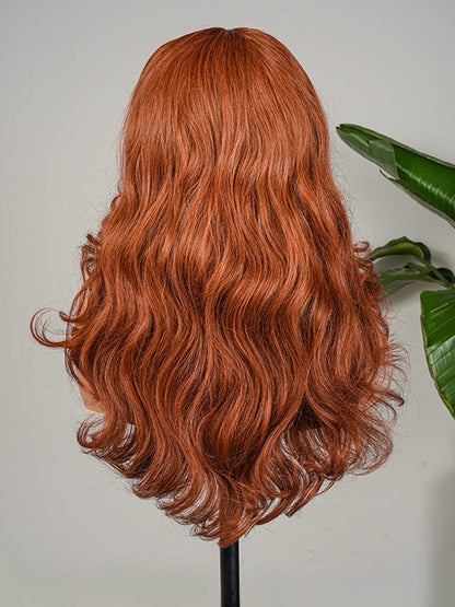 Chic Luxe Hair | Pre- Styled Glueless Ready To Wear Layered Cut 250% Density Wavy Wig Burnt Orange | 100% Human Hair