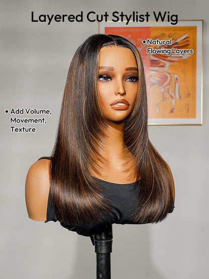 Vietnamese Human Hair Glueless Ready To Wear Layered Cut 250% Density  Highlight Wig