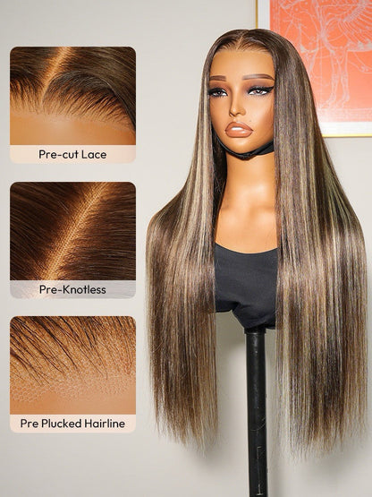 Vietnamese Human Hair Glueless Lace Front Highlight Customised Colour 250% Density Wig