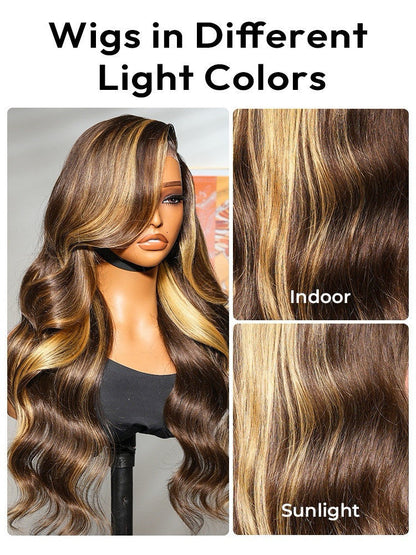 Vietnamese Human Hair Glueless Lace Front Pre Styled Honey Blonde Wavy 250% Density Wig