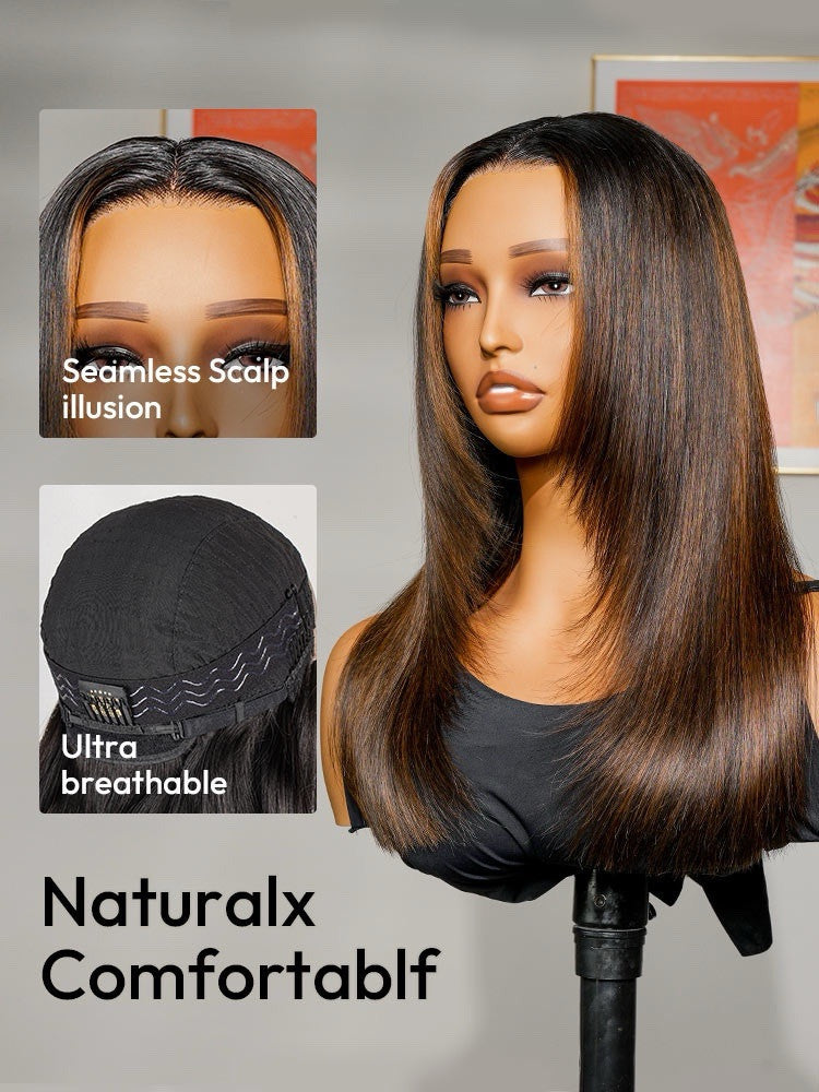 Vietnamese Human Hair Glueless Ready To Wear Layered Cut 250% Density  Highlight Wig