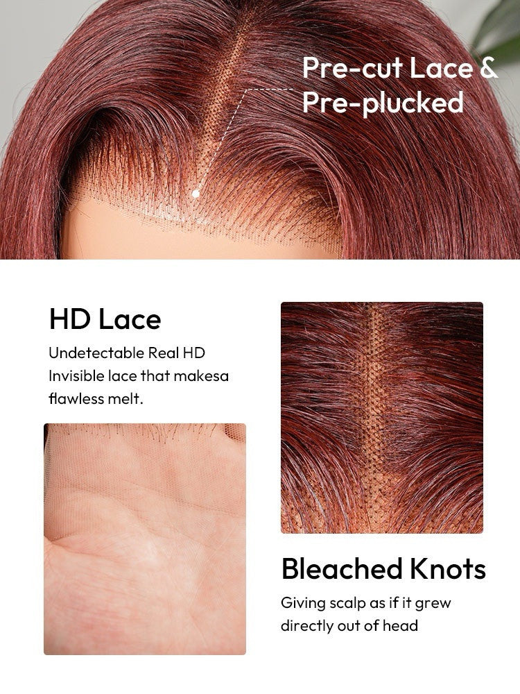 Chic Luxe Hair | Human Hair Glueless Pre Styled Cherry Cola Red Wavy 250% Density Wig | 100% Human Hair