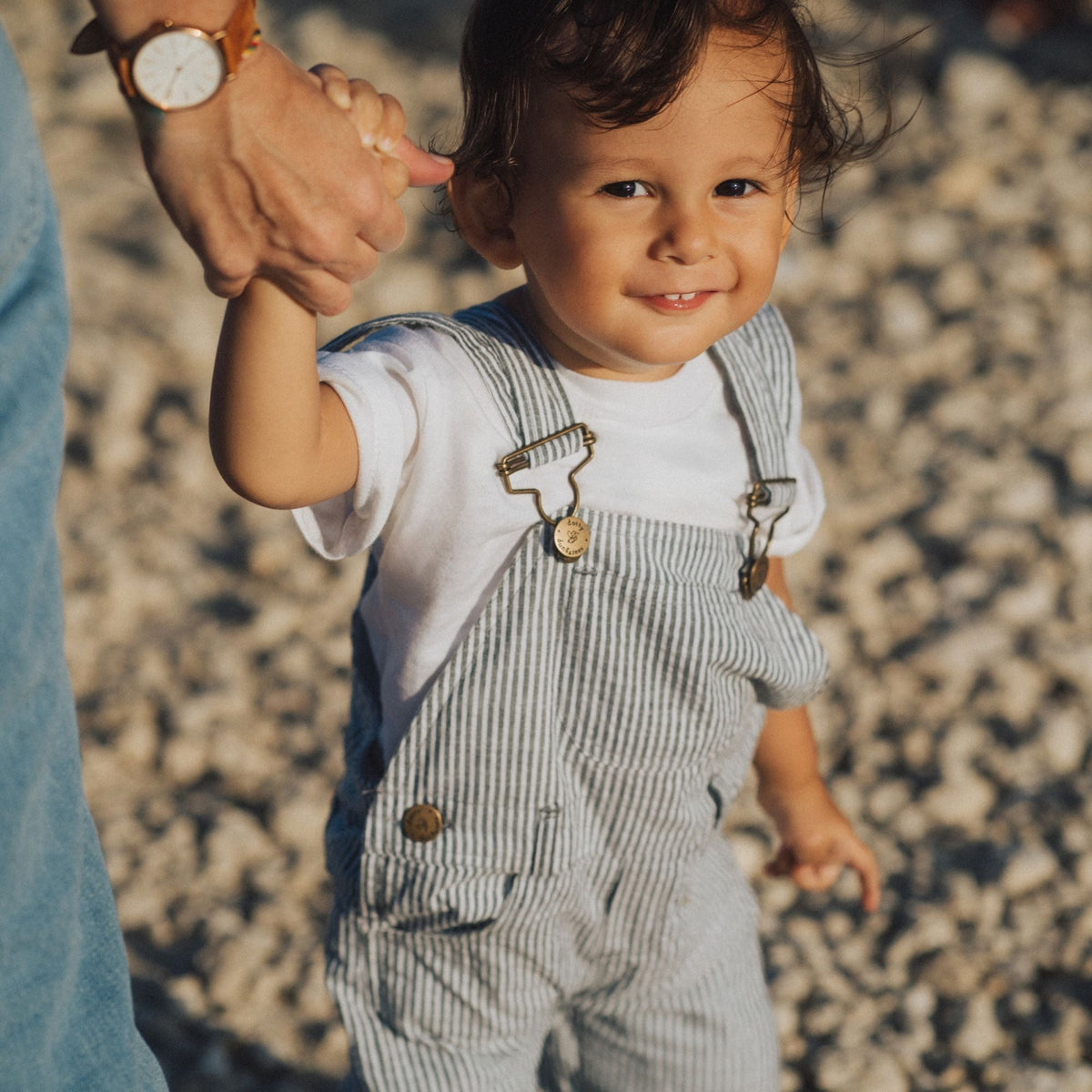 Forest Green Seersucker Dungarees