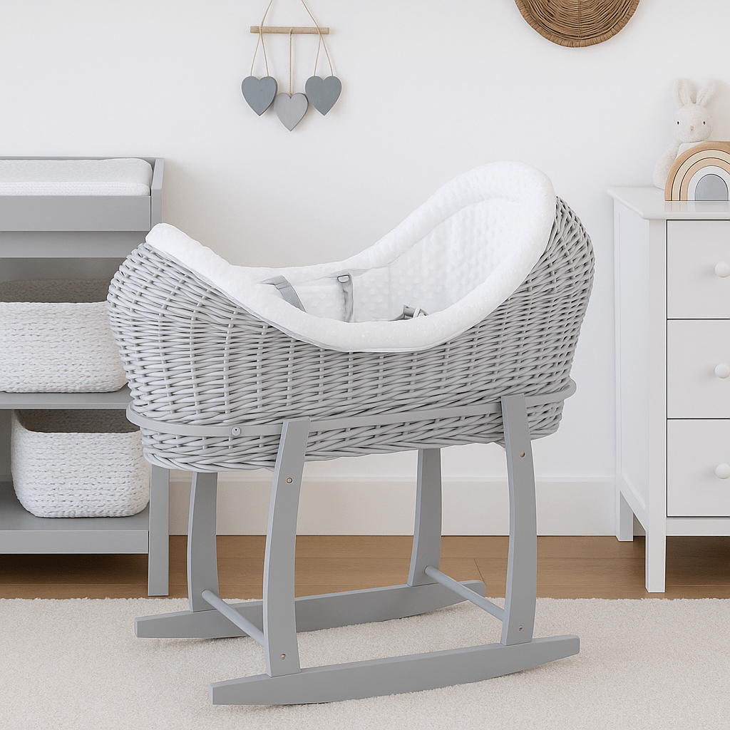 Wicker Deluxe Pod Baby Moses Basket With Stand